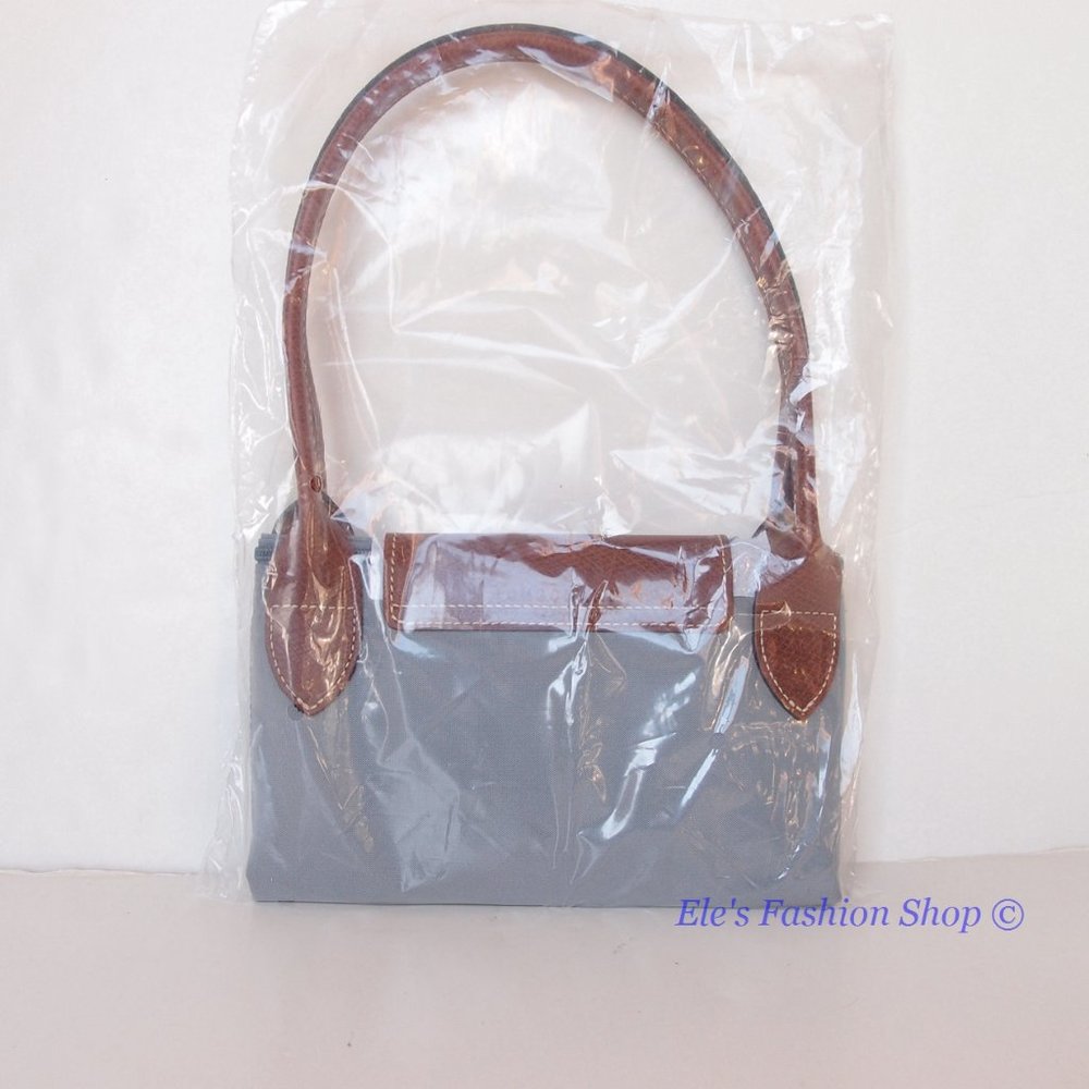 ❤️ NWT LONGCHAMP Le Pliage Small Medium Nylon Shoulder Tote GRAY 100% AUTHENTIC - Picture 6 of 16